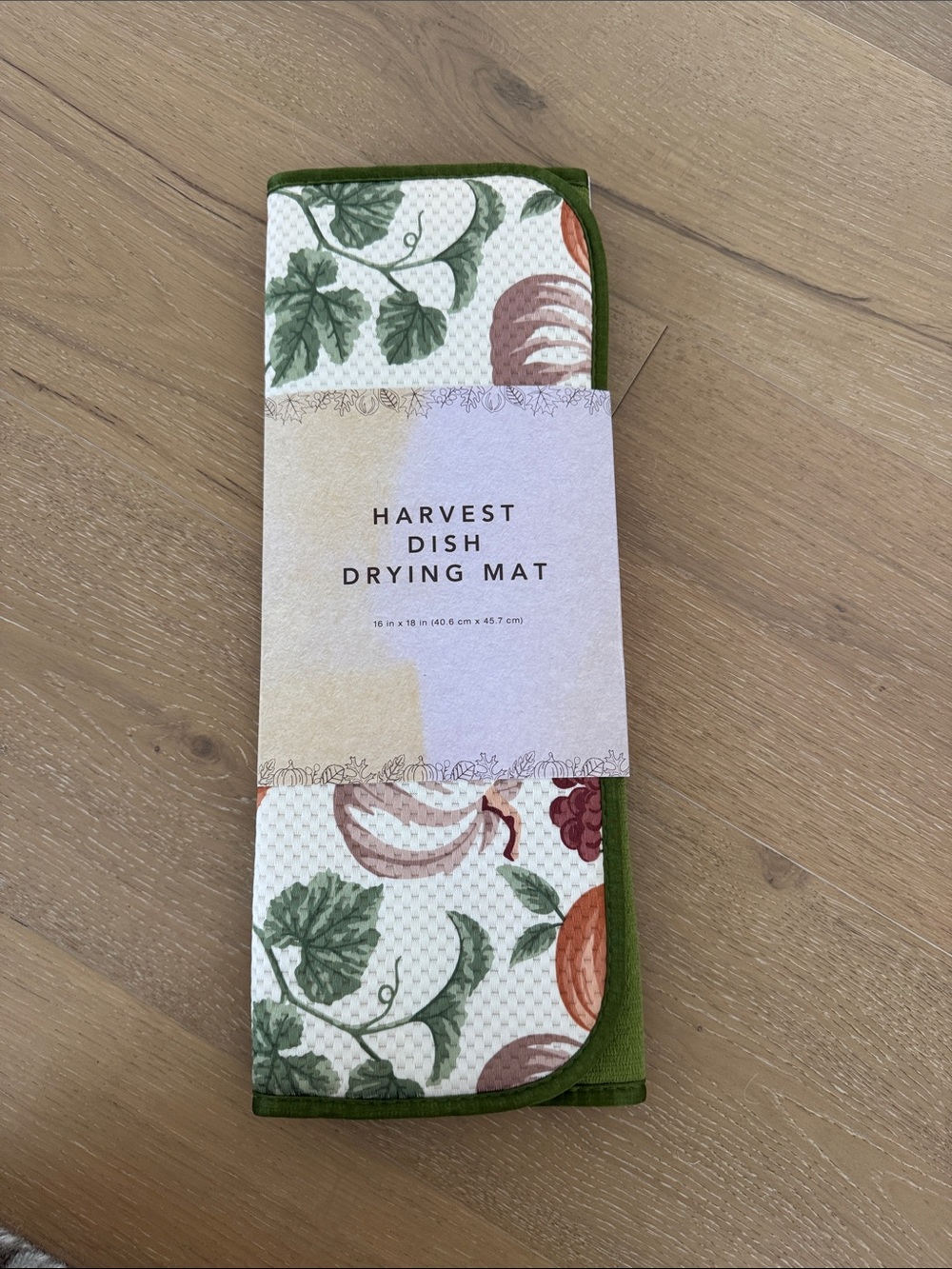 Harvest Dish Drying Mat - Green & Autumn Print